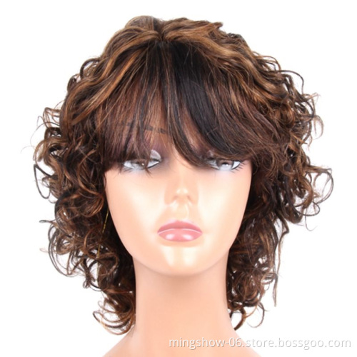 Human Hair Ombre Wig Short Ombre Curly Human Hair Wigs For Black Women Brazilian Remy Water Wave Wig